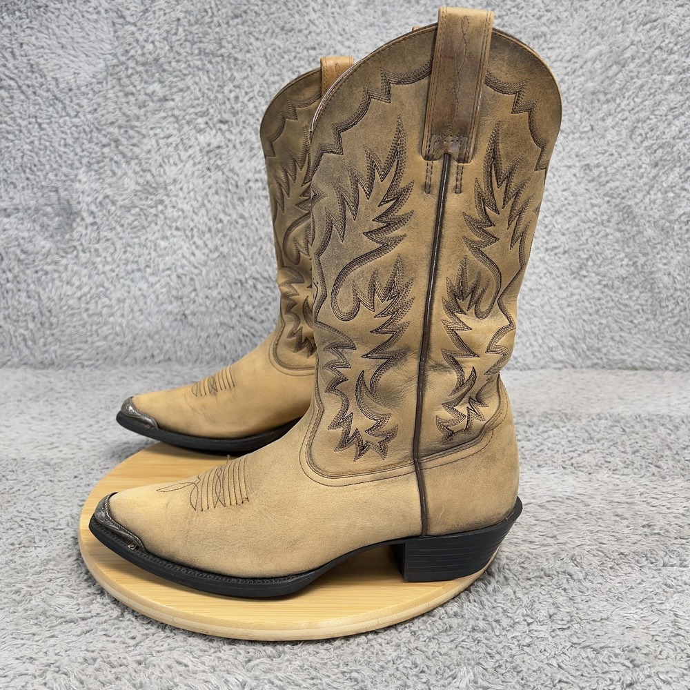 Vintage Ariat Heritage Leather Cowboy Boots Mens 7.5 D Wide R Toe Metal Guard